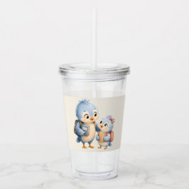 Blå Fågel Syskon Akryl Tumbler Take Away Mugg