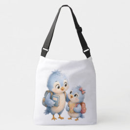 Blå Fågel Syskon Crossbody Tote Väska