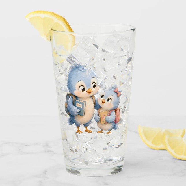 Blå Fågel Syskon Glas Kopp (Framsida Ice)