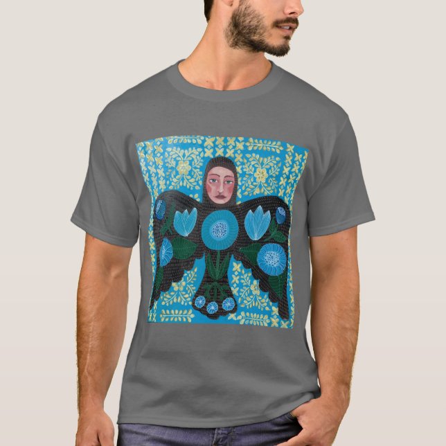 Blå fågel vän present t shirt (Framsida)