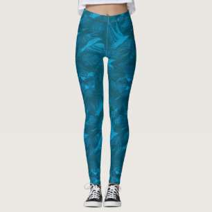 Blå fågelblått skinn för kvinnor leggings