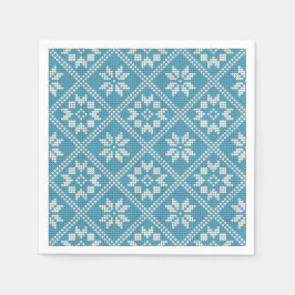 Blå Fair Isle-stickad tröjmönster jul Pappersservett