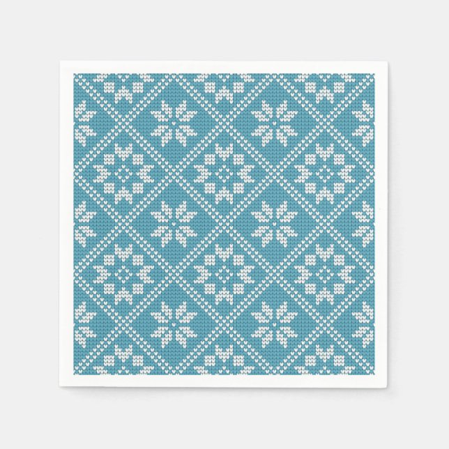 Blå Fair Isle-stickad tröjmönster jul Pappersservett (Framsidan)