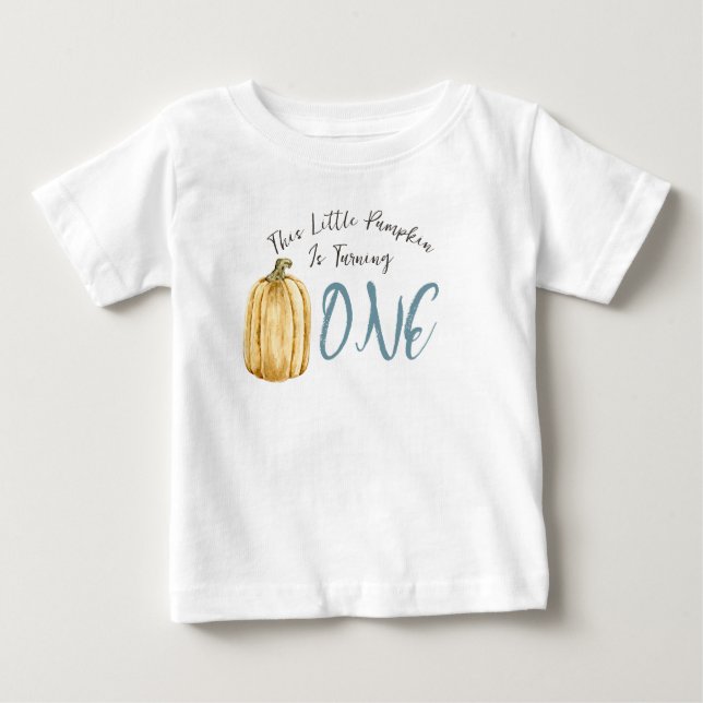 Blå Fall Vattenfärg Liten Pumpa Födelsedags Pojke T Shirt (Framsida)