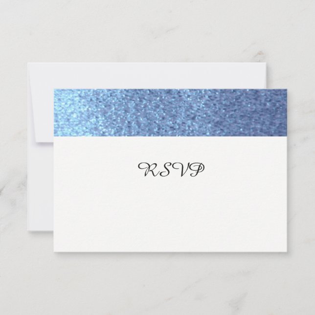 Blå Falsk Glitter RSVP OSA Kort (Framsida)