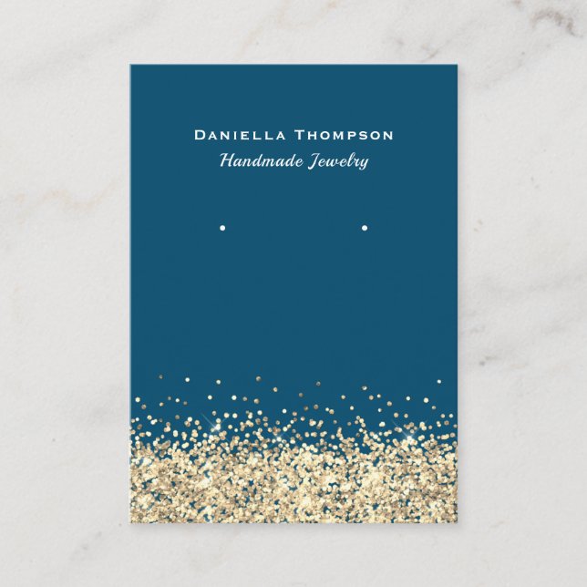 Blå Falsk Guld Glitter Smycken Örhänge Display Visitkort (Framsida)