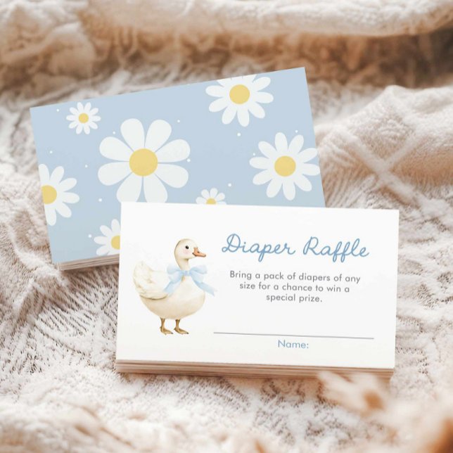 Blå Fånig Goose Boy Baby Shower Raffle Tilläggskort (Blue Silly goose diaper raffle ticket card)