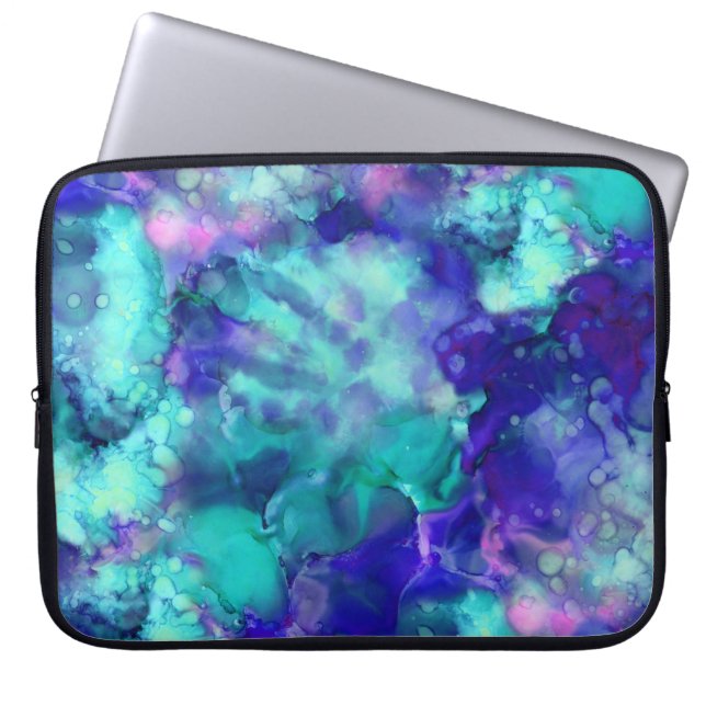 Blå fantastiska vattenfärger: laptop fodral (Framsidan)