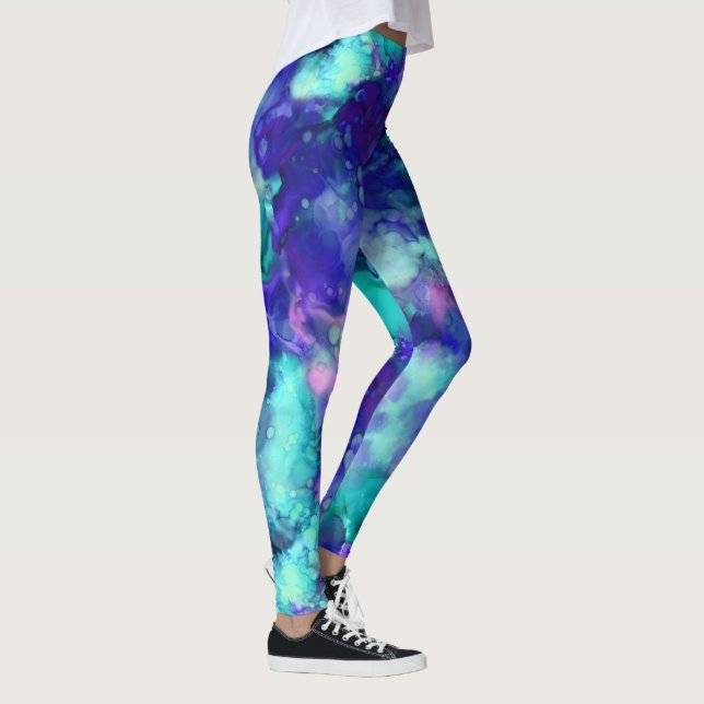 Blå fantastiska vattenfärger: leggings (Höger)