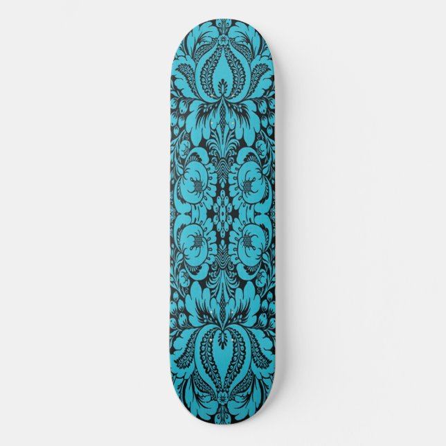 Blå fantasy blommig skateboard (Framsida)