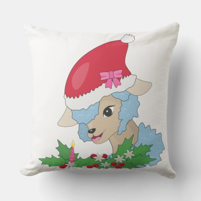 Blå får, Mistletoe С hristmas Utomhuskudde (Framsida)