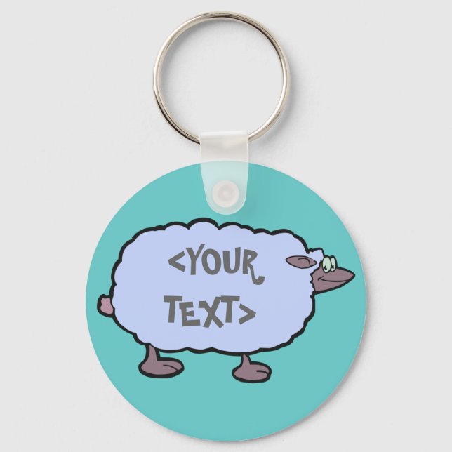 Blå får,<YOUR TEXT> Nyckelring (Framsida)
