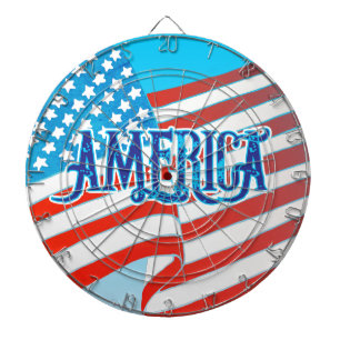 Blå Färg AMERIKA Vintage Grunge Text USA Flagga Darttavla