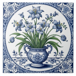 Blå färg blommor kakelplatta
