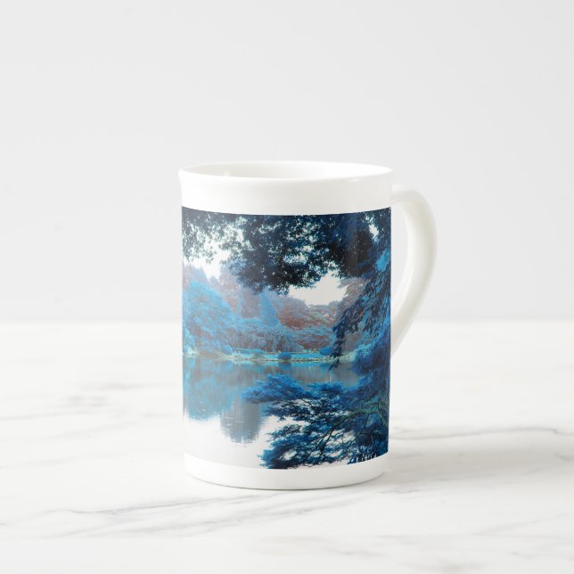Blå färg-coola, unik karaktär, sjö benporslin mugg (Framsida höger)