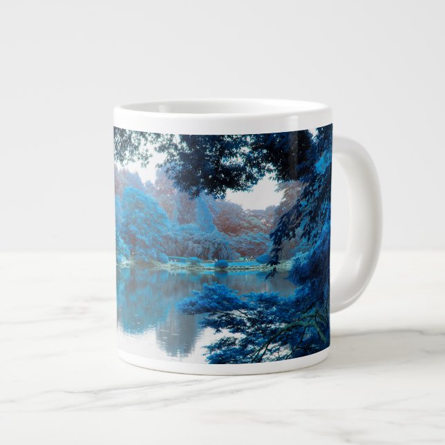Blå färg-coola, unik karaktär, sjö jumbo mugg (Framsida höger)