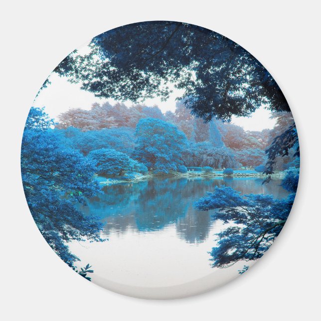 Blå färg-coola, unik karaktär, sjö magnet (Framsidan)
