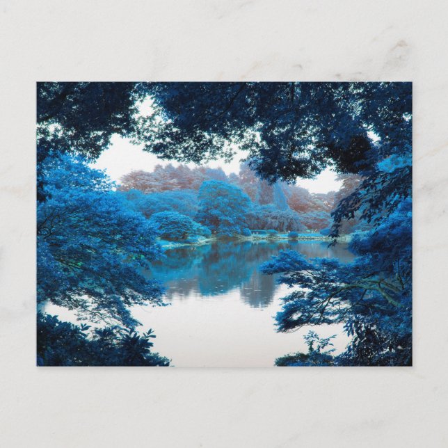 Blå färg-coola, unik karaktär, sjö vykort (Framsida)