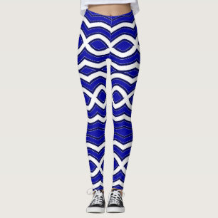 Blå färg, över utskrift, "Ratti_Kreativ_Arts" Leggings