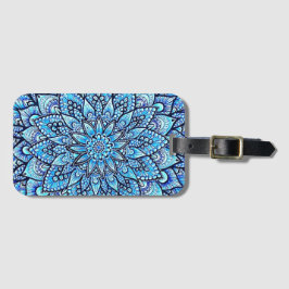 Blå Färg Penna Handritad Mandala Design Bagagebricka