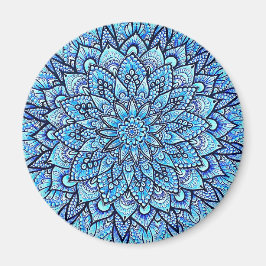 Blå Färg Penna Handritad Mandala Design Magnet