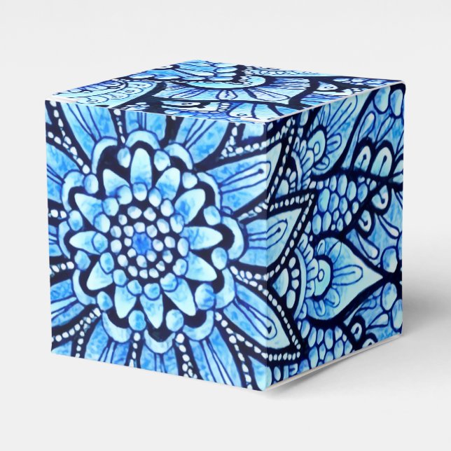 Blå Färg Penna Mandala Design Original Konst  Presentaskar (Framsidan Sidan)