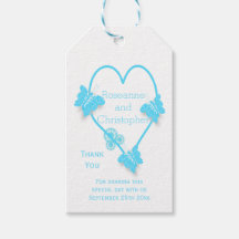 Blå Färgad Butterfly Heart Design Bröllop