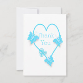 Blå Färgad Butterfly Heart Design Bröllop Tack Kort