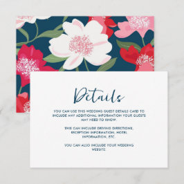 Blå färgad röd Blommigt Bröllop Guest Detail Blue