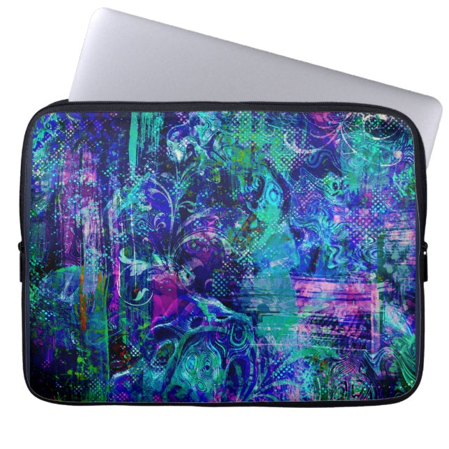 Blå Färgad Struktur Laptop Fodral (Framsidan)