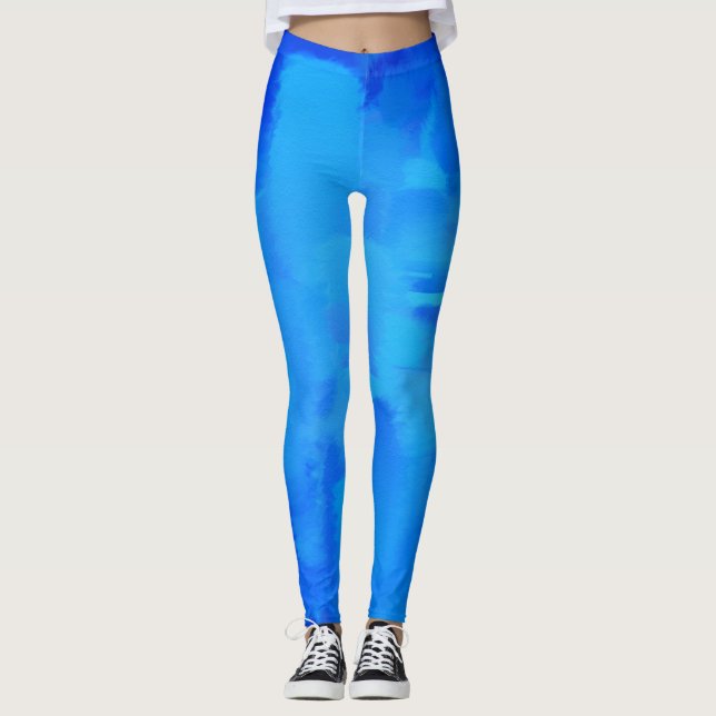 Blå färgplatta leggings (Framsida)