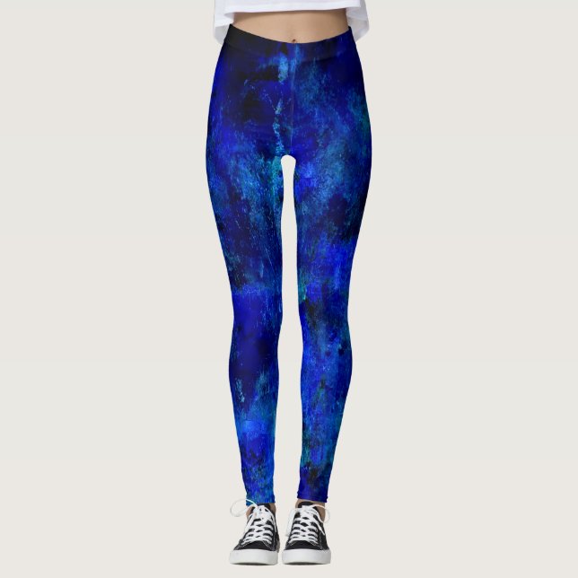 Blå färgplatta leggings (Framsida)