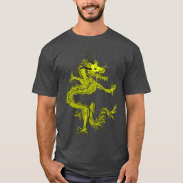 Blå Färgrik Traditionell Kinesisk Drake i Månen T Shirt