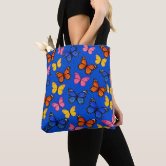 Blå Färgrika Fjärilar Tygkasse