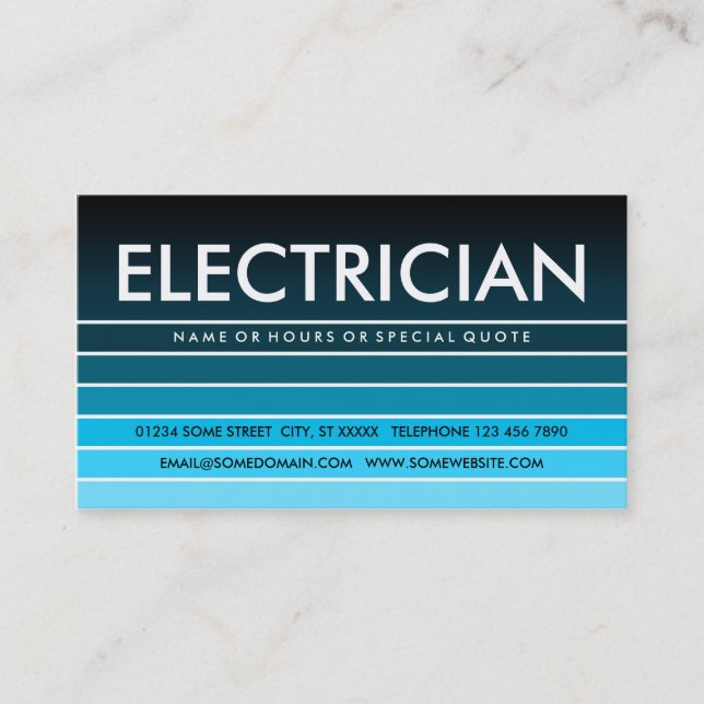blå färgruta ELECTRICIAN Visitkort (Framsida)