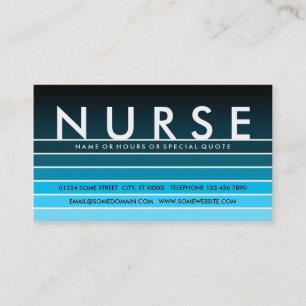 blå färgruta NURSE Visitkort