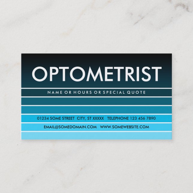 blå färgruta OPTOMETRIST Visitkort (Framsida)