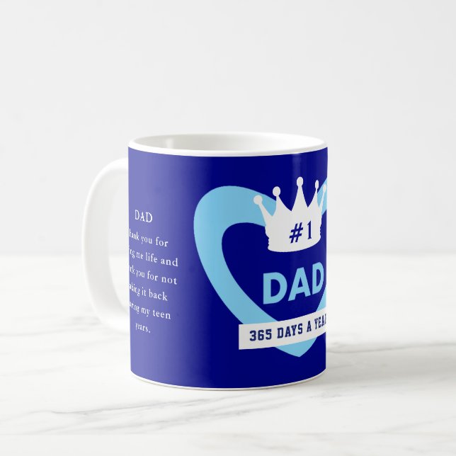 Blå Fars dag Krönt Kaffemugg (Framsida vänster)