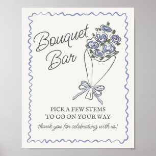 Blå färsk Blommigt för färsk marknad Bouquet Pub-t Poster