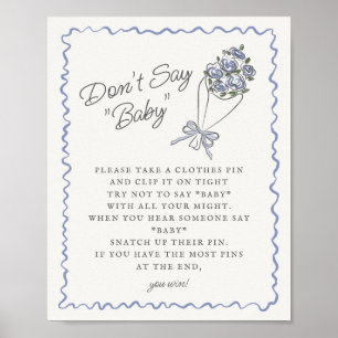 Blå färsk Blommigt på färskvarumarknaden säger int Poster