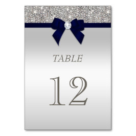 Blå Faux Bow Silver Sequins Bordsnummer