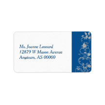 Blå Faux Diamond Heart Swirl-Adressetiketter