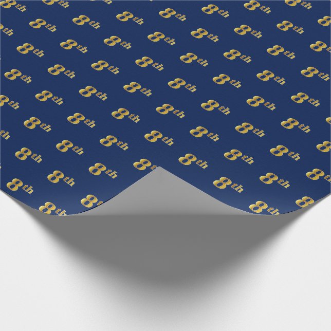 Blå, Faux Guld 8:e (åttonde) händelsetappning Papp Presentpapper (Hörn)
