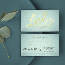 Blå Faux Guld-lash-skript Makeup Artist Tidsbeställning Kort