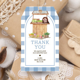 Blå favorittaggar för babyvisningsprogram, lokalt  presentetikett