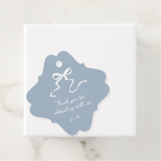 Blå favorittaggar för Hand plockade Bow Dusty Blue Gåvor Etiketter