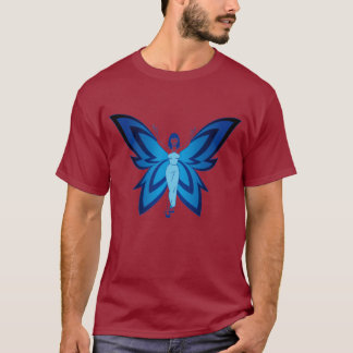 Blå fe långärmad grundt-shirt för kvinnor tröja