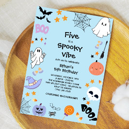 Blå fem är en Spooky Vibe Halloween 5-födelsedagen Inbjudningar
