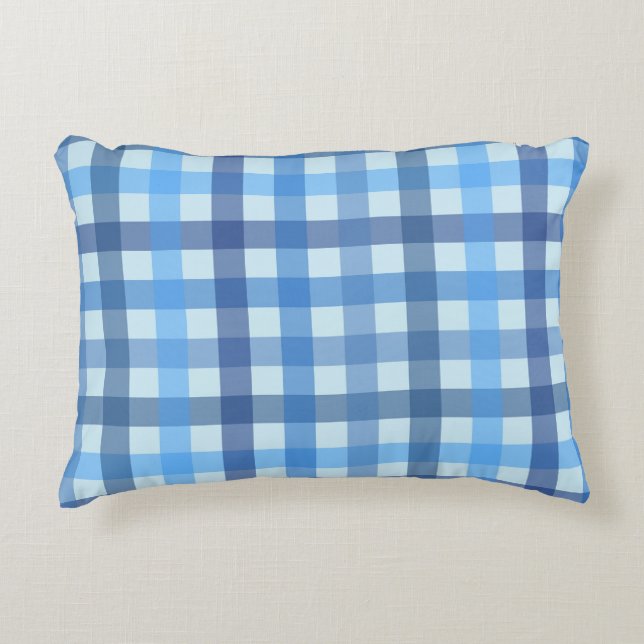 Blå femfärgad gingham mönster accentkudde  prydnadskudde (Framsidan)