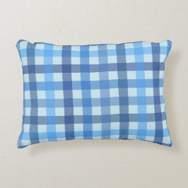 Blå femfärgad gingham mönster accentkudde  prydnadskudde